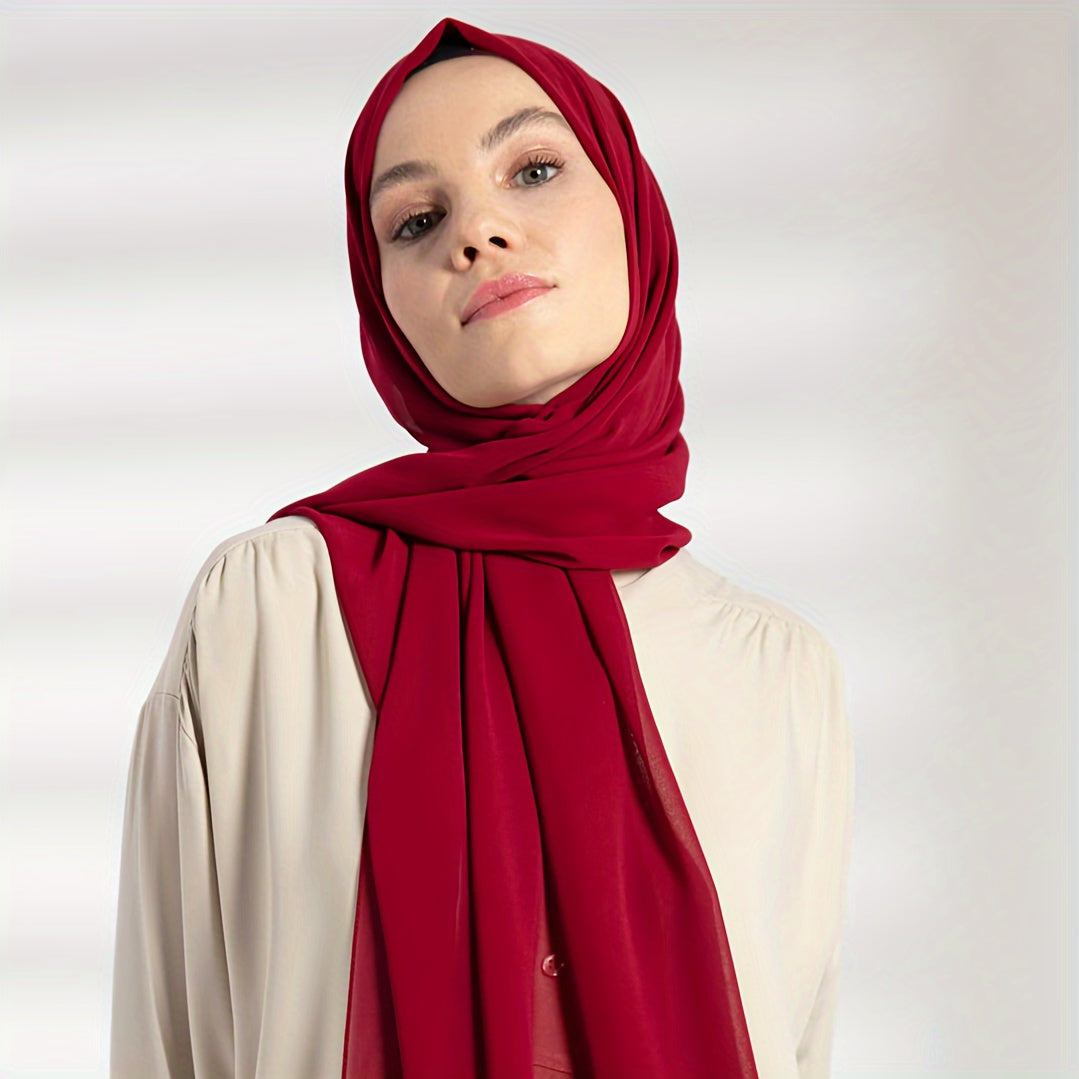 Ayollarning nafas oladigan chiffon hijabi, toza marjon bezaklari, Ramazon uchun qulay