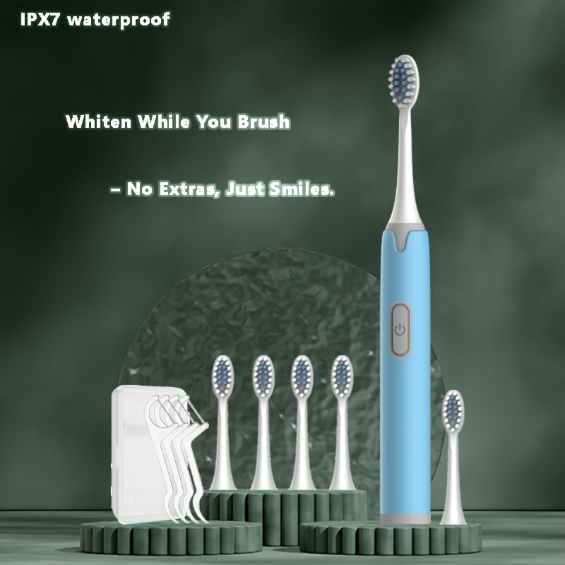 Electric Toothbrush With Soft Replaceable Heads Waterproof USB Rechargeable For Sensitive Gums