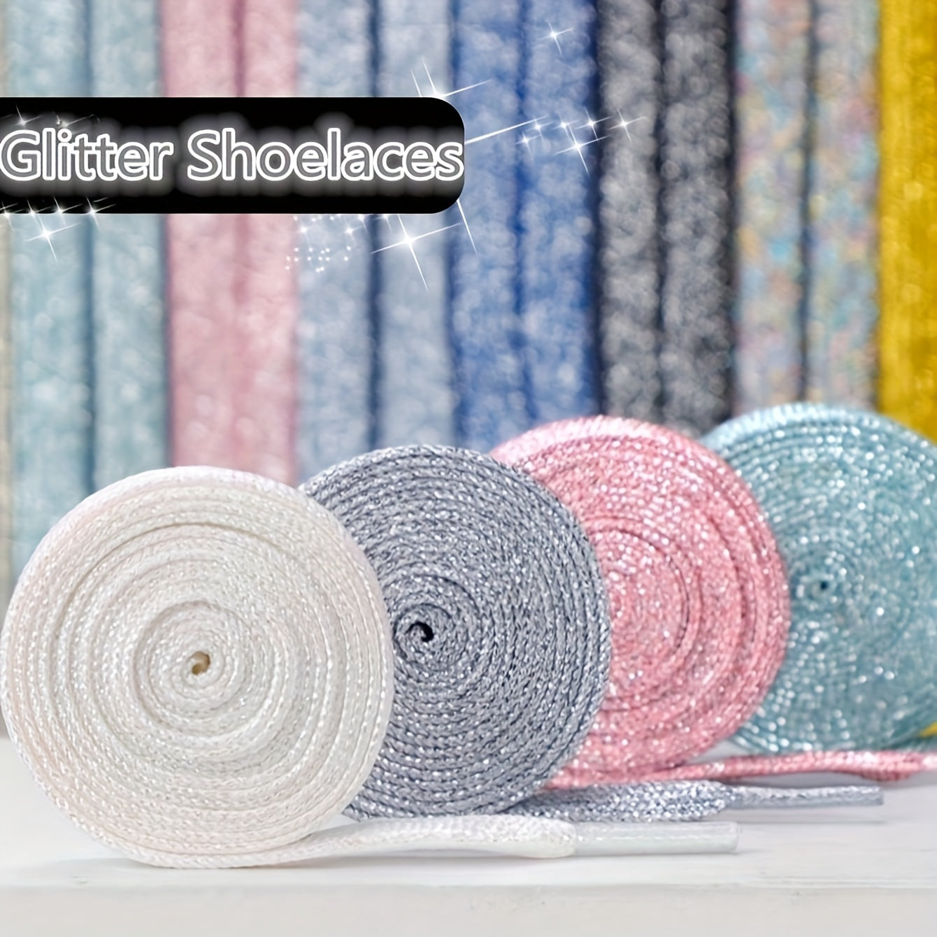 Unisex Pearlescent Colorful Shoelaces 120Cm Glitter Silk White Black