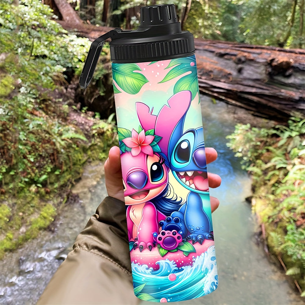 20oz Stainless Steel Water Bottle with Stitch and Angel Cartoon Characters Insulated Hot Cold Travel