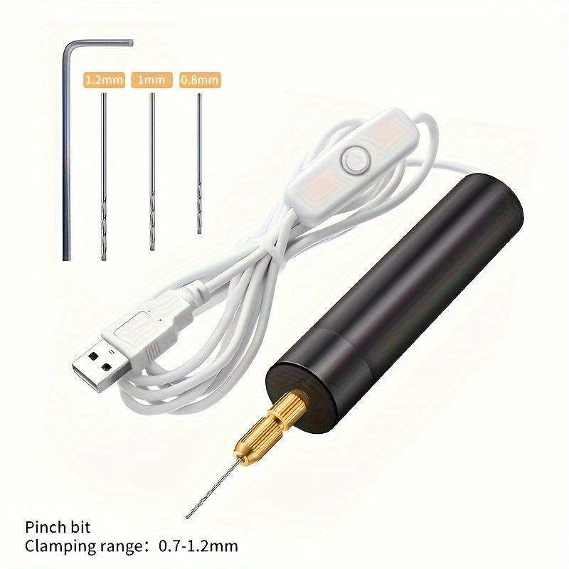 DIY Jewelry Hole Punch Kit with USB Electric Drill and Golden Bits for Pearl and Crystal Crafts