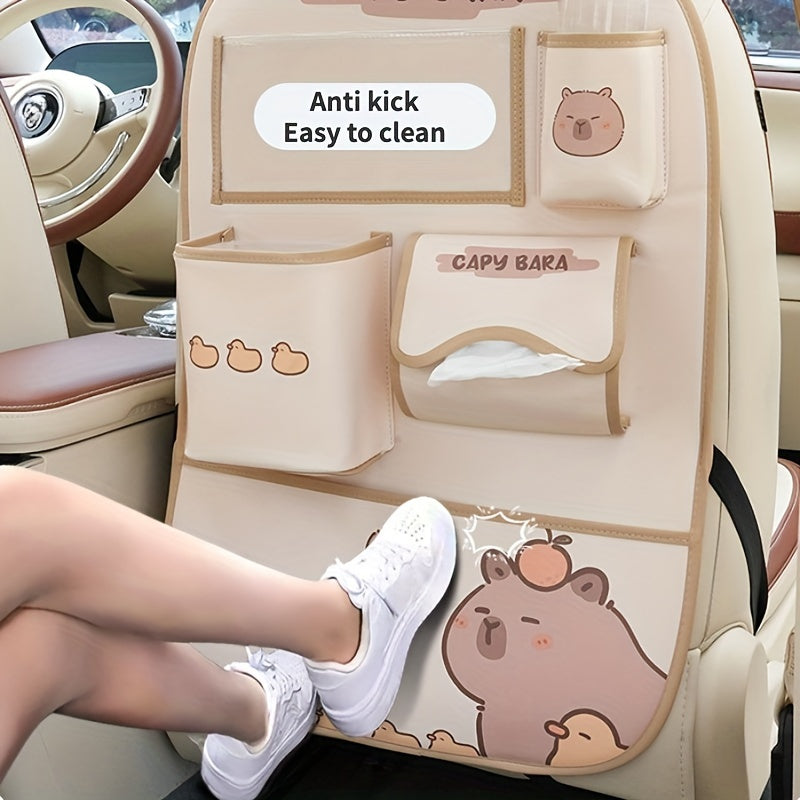 Bolalar uchun PU charm avtomobil o'rindigi tashkilotchisi, tishli tutqich va axlat qutisi bilan