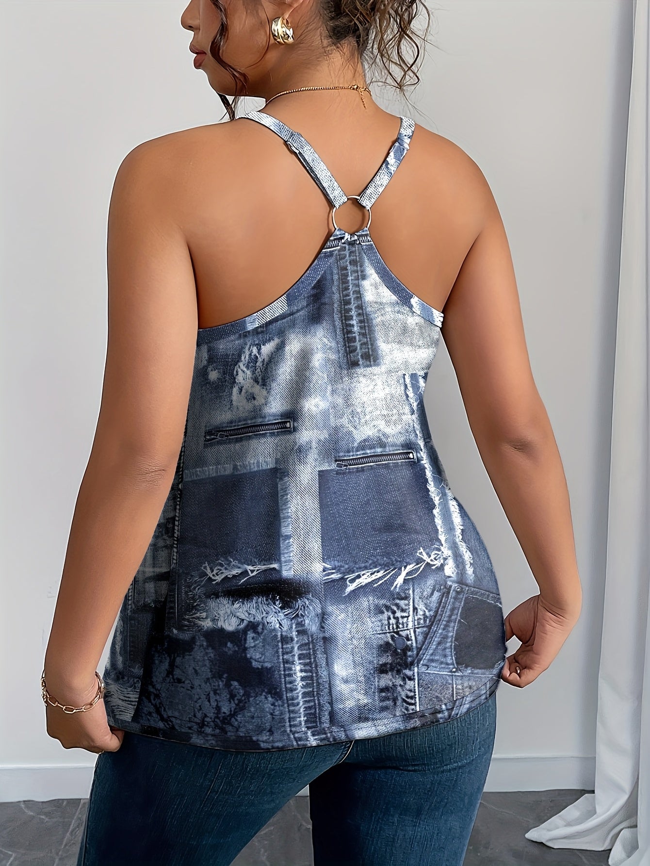 Women's Geometric Print Sleeveless Top V-Neck Casual Summer Dress