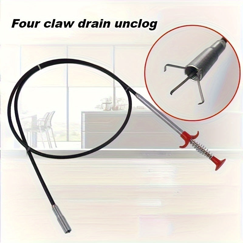 Metal Plumbing Snake with Four-Claw Design for Drain Cleaning in Kitchen Bathroom Wash Basin