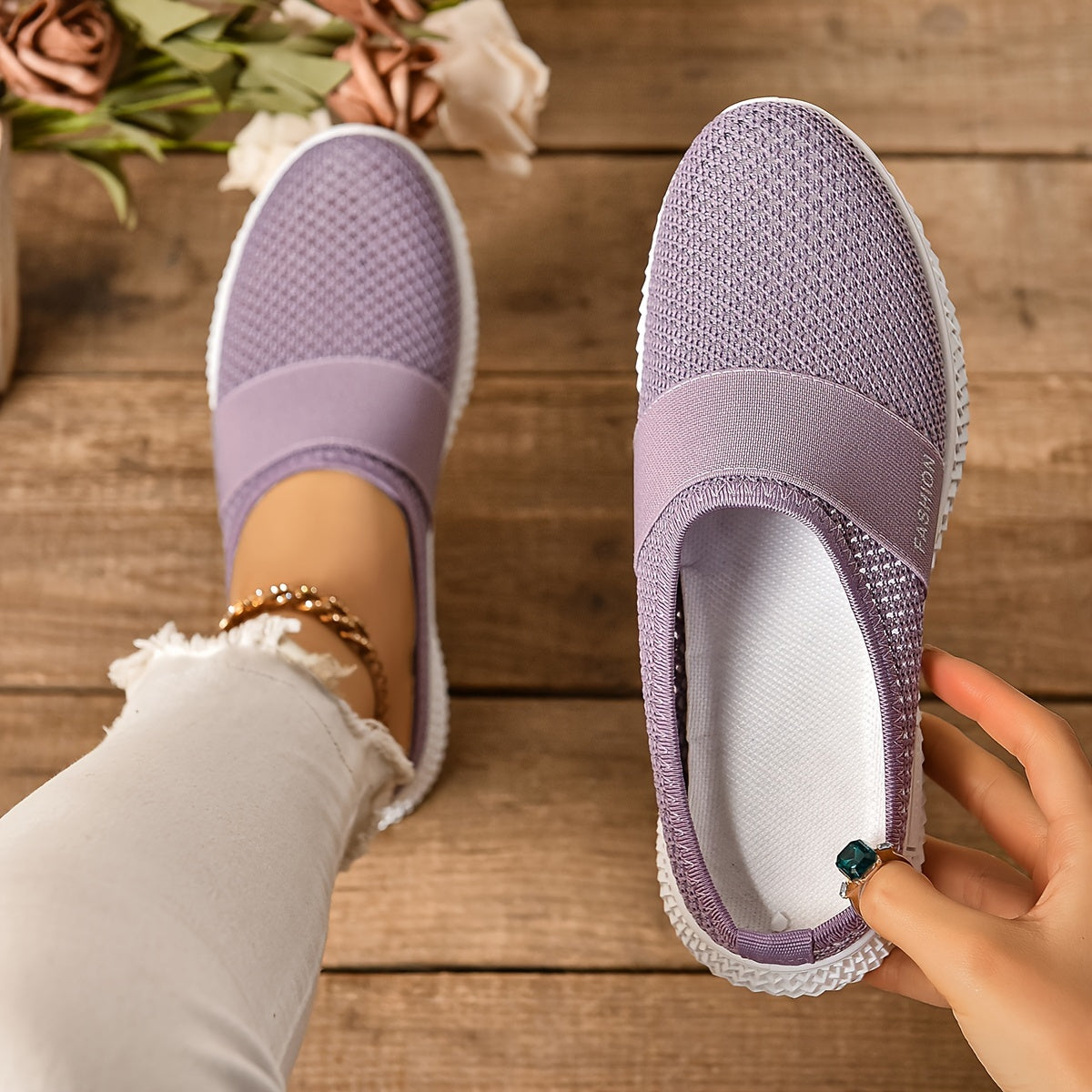 Women's Mesh Slip-On Shoes with Comfortable Sole for Summer