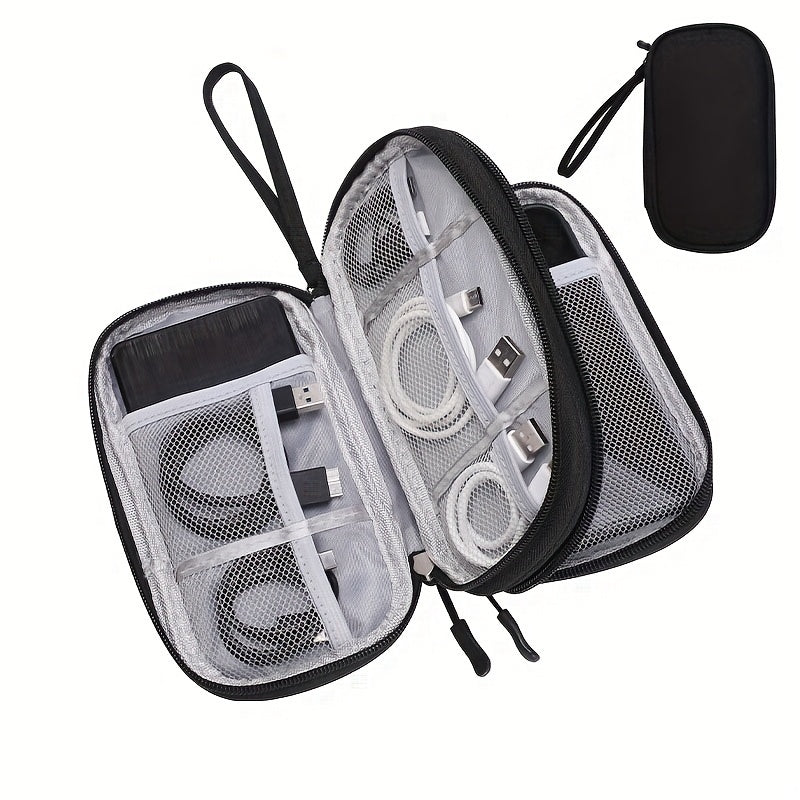 Bolsa portátil organizadora de cables con cremallera para cargadores y auriculares