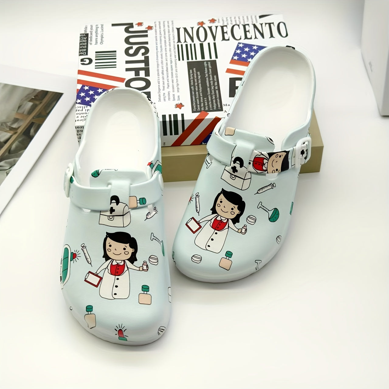 Women's EVA Nurse Clogs Slip-On Non-Slip Cartoon Fashion Comfortable Work Shoes
