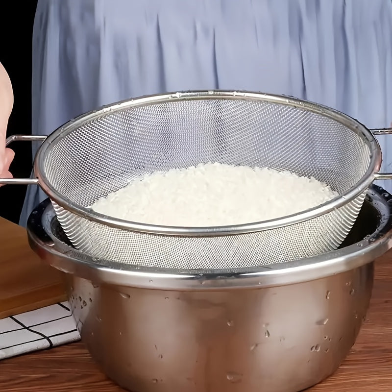 2 Stainless Steel Mesh Sieves for Pasta Vegetables Rice Fruits Durable Grip