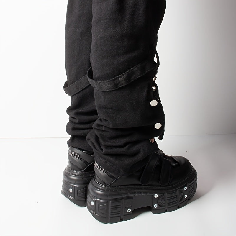 Women's Black Synthetic Y2K Gothic Punk Platform Ankle Boots