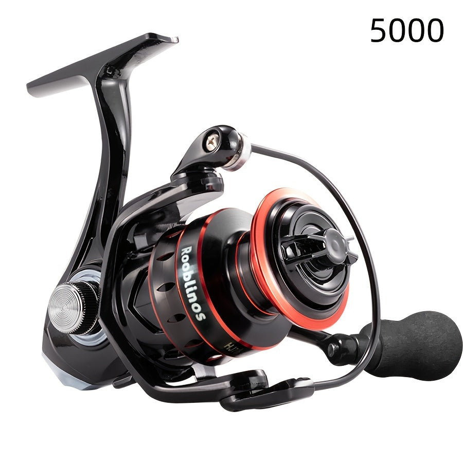 High-Speed Spinning Reel 17+1BB Lightweight EVA Grip Durable Nylon Metal Ambidextrous Black Red