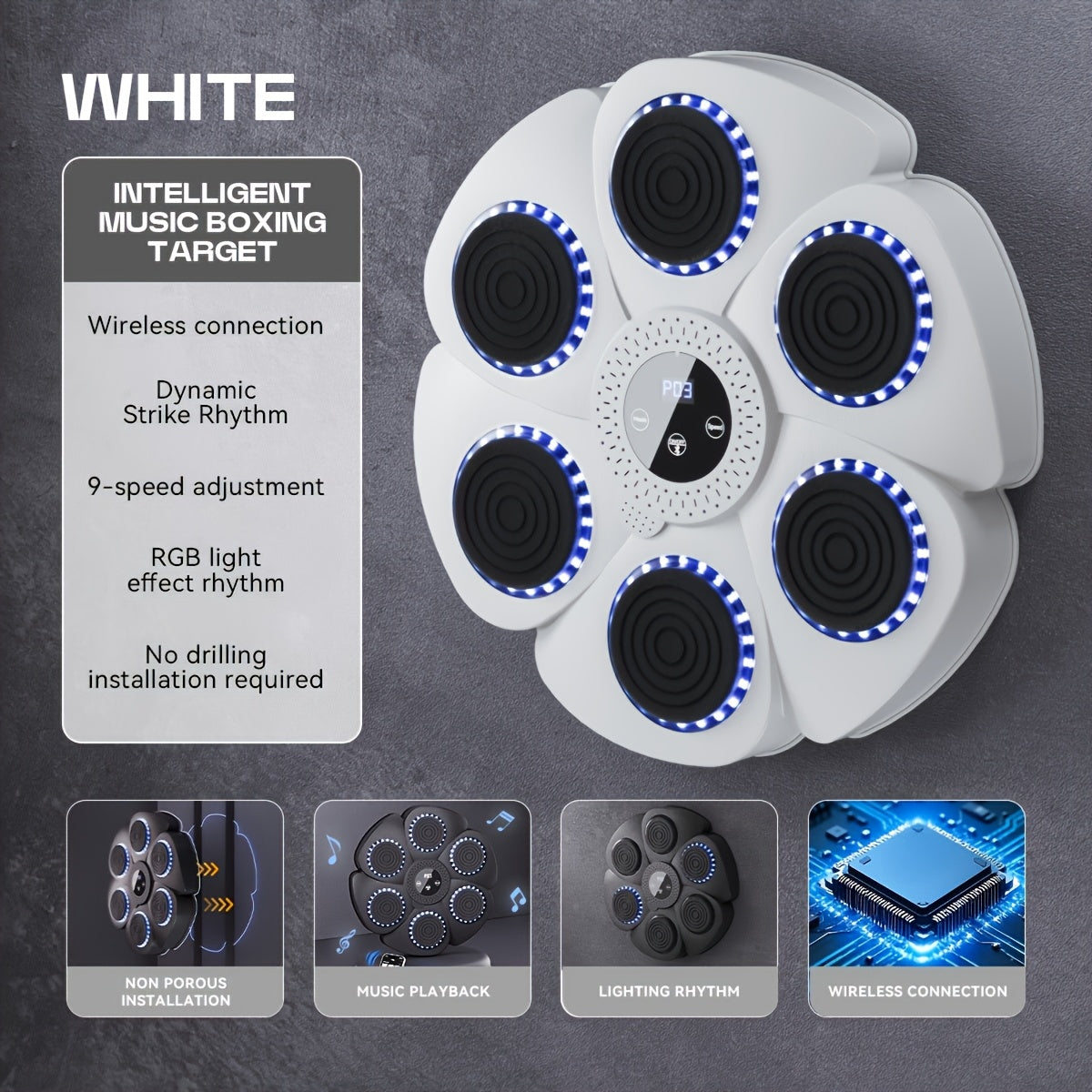 Wall-Mounted Smart Music Boxing Machine for Home Fitness Black