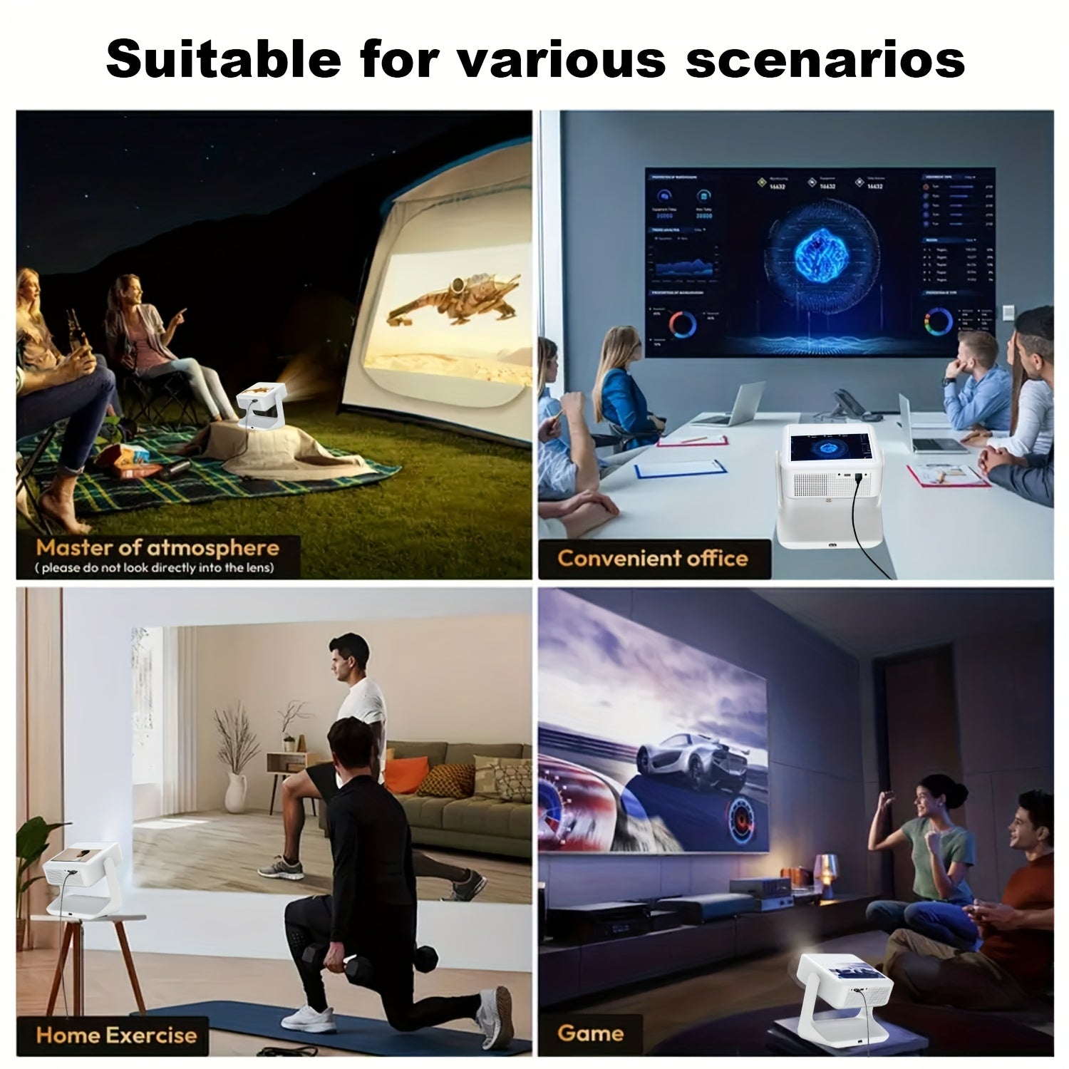 Портативный 4K домашний кинотеатр с сенсорным экраном, автофокусом и WiFi6