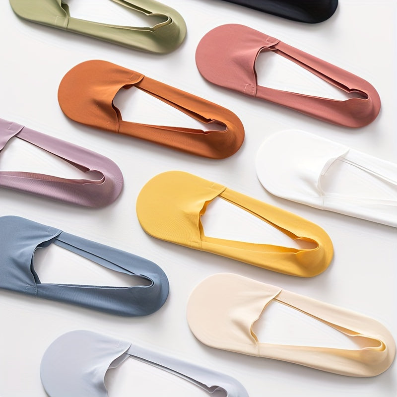 Women's Invisible Boat Socks 5 or 10 Pairs Non-Slip Shallow Mouth Summer