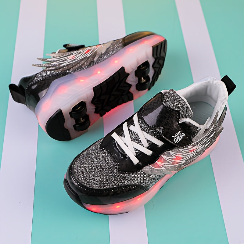 Kids LED Light-Up Roller Skates for Boys and Girls USB Rechargeable Breathable Durable Indoor Outdoor All-Season