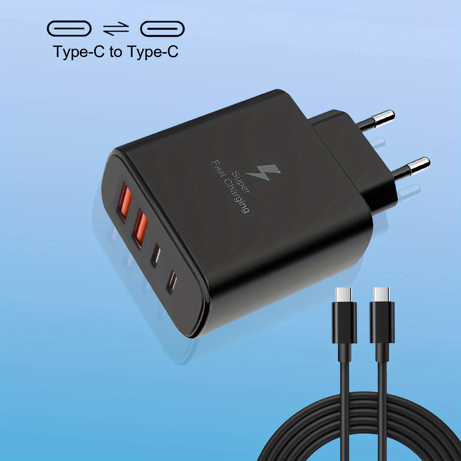 iPhone 12/ Pro/ ProMax, iPad, Airpods, Apple Watch, Galaxy uchun 4-portli Type C bilan mos keladigan tez zaryadlash devor rozetkasi adapteri.