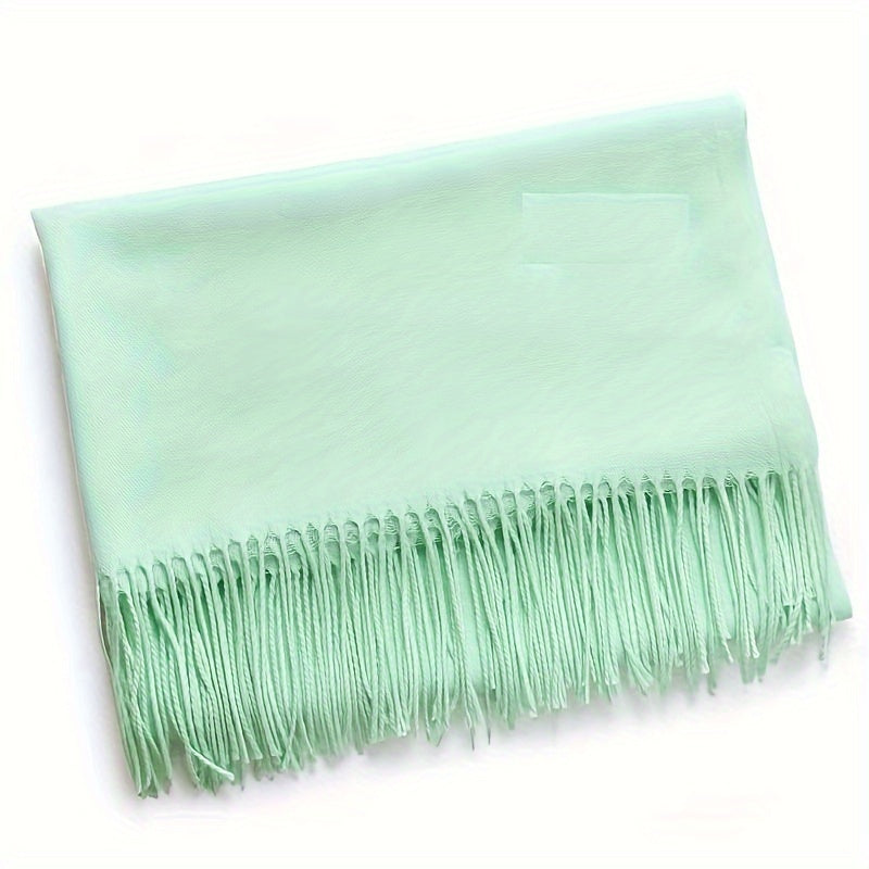 Шарф из имитации кашемира однотонный для женщин с кисточками, теплый для осени и зимы