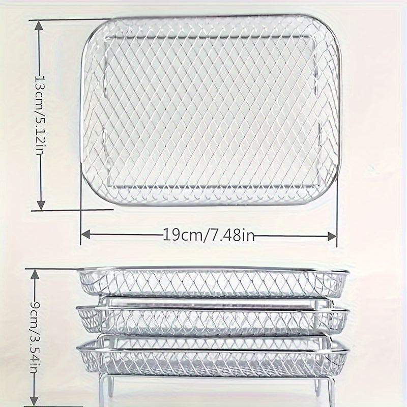 Stainless Steel 3-Tier Air Fryer Rack for Dual Zone Air Fryers with Removable Trays