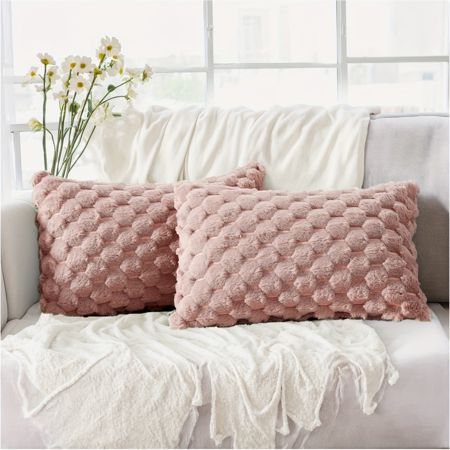 Dekorativ yostiq qopqog'i bej rangli geometrik 12x20 18x18 dyuymli divan, kreslo, yotoqxona uchun