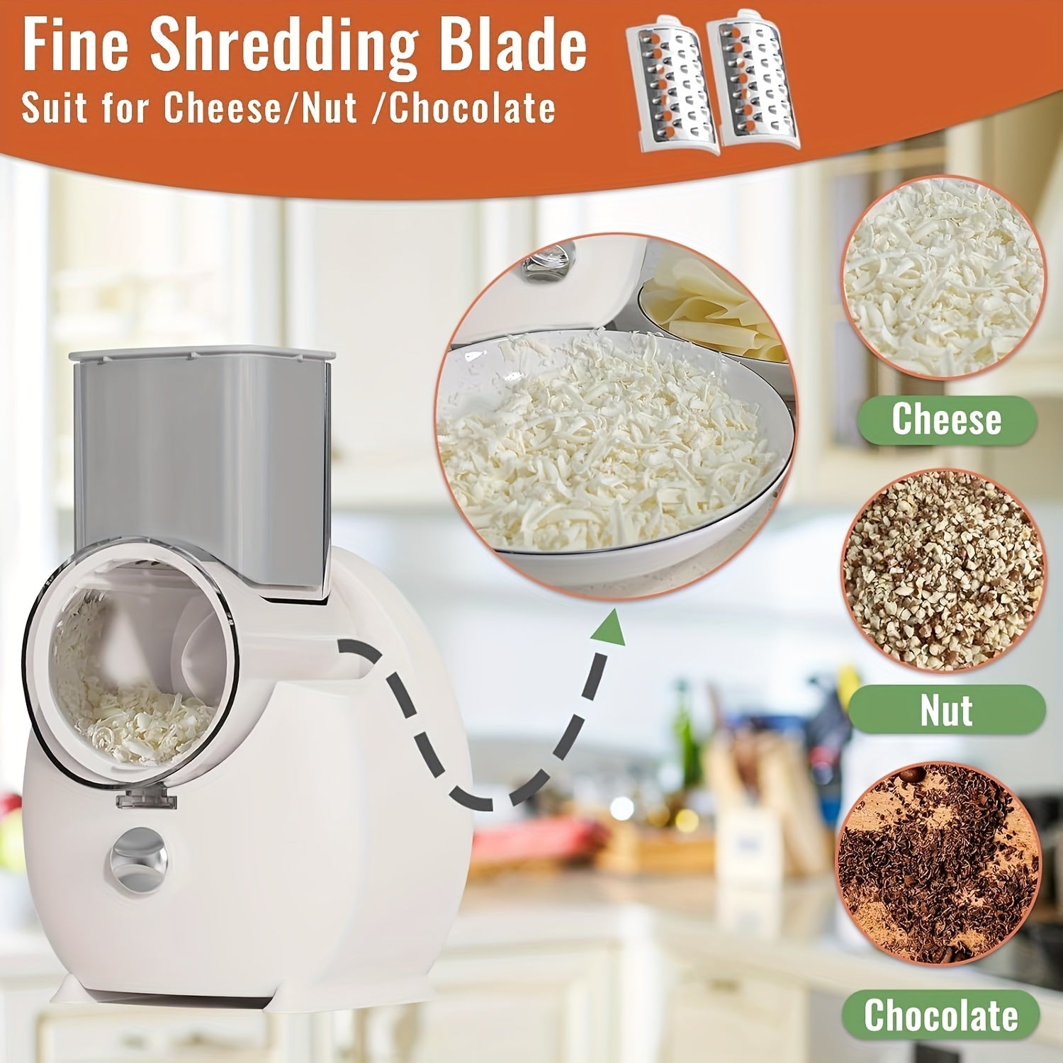 2025 yilga kelib, uy oshxonasida foydalanish uchun yangilangan maydalagich bilan elektr pishloq kesgich mavjud bo'ladi, u holda sabzavotlar, mevalar, yong'oq va oq uchun 3 ta almashtiriladigan pichoq bilan kesish va maydalash mumkin.