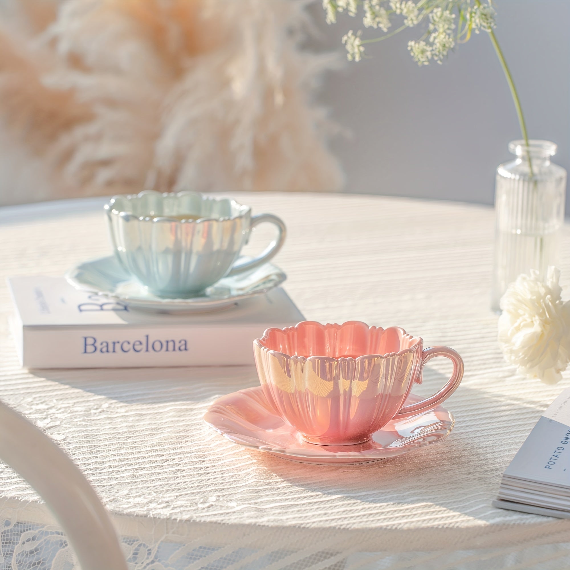 Флоральный керамический набор чайных чашек для чаепития дома или в офисе, идеально подходит для девушек и пар.