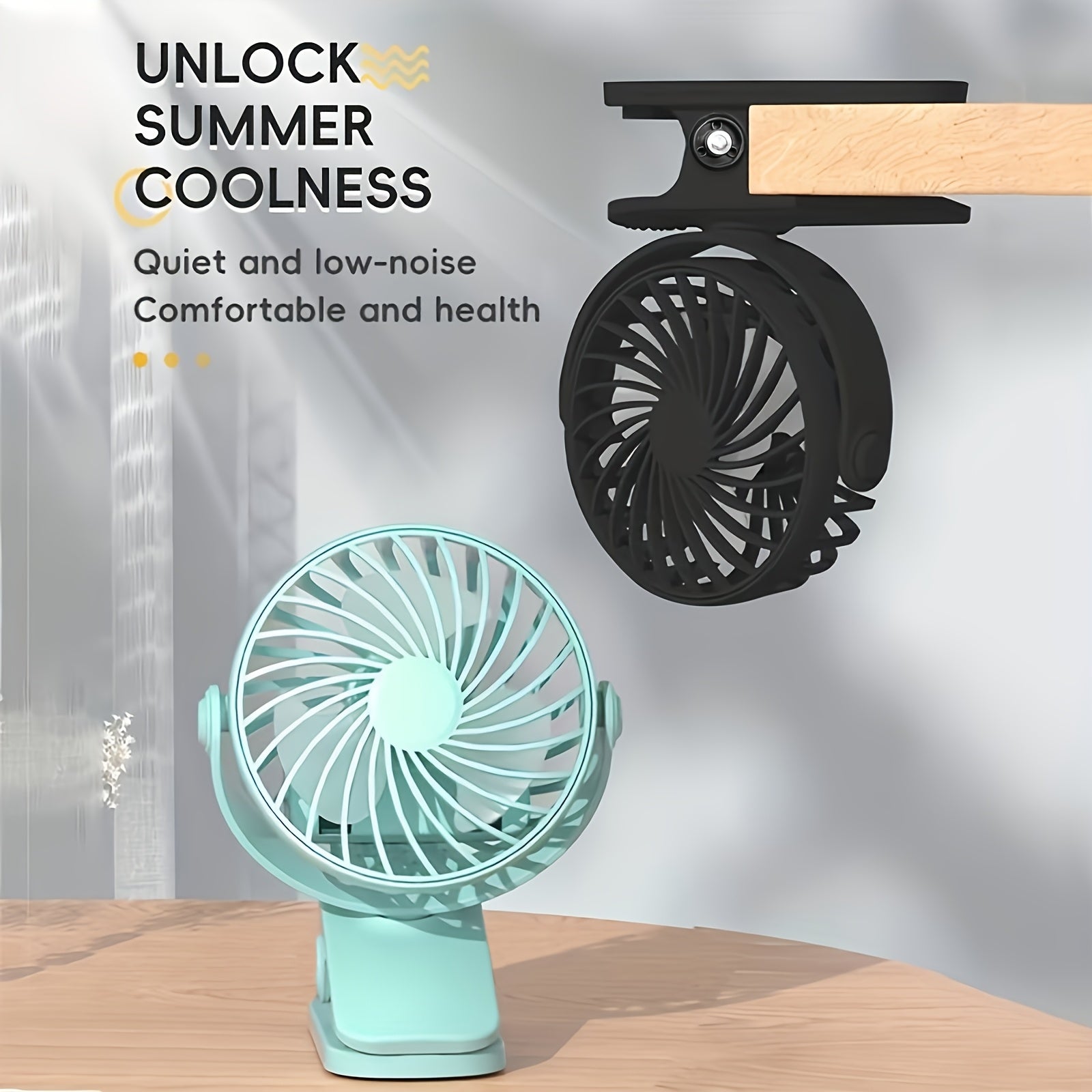 Mini USB Rechargeable Clip-On Desk Fan with 360 Degree Rotation for RV Dorm Student