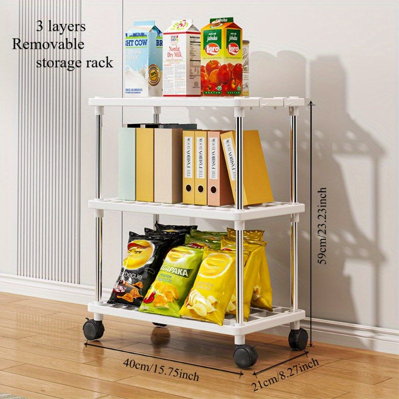 Rolling Storage Rack Organizer with Wheels, Multi-Tier Metal and Plastic, Kitchen Bathroom Shoes