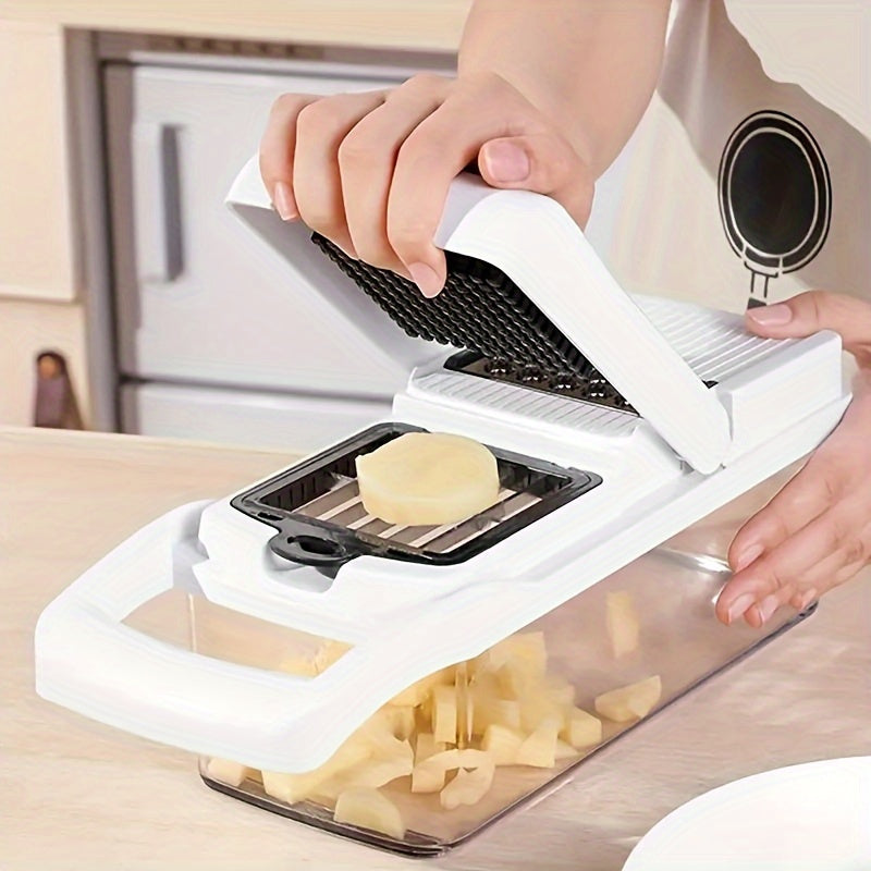 Rallador de cocina multifuncional, rallador de verduras, cortador en juliana, en cubos, acero inoxidable