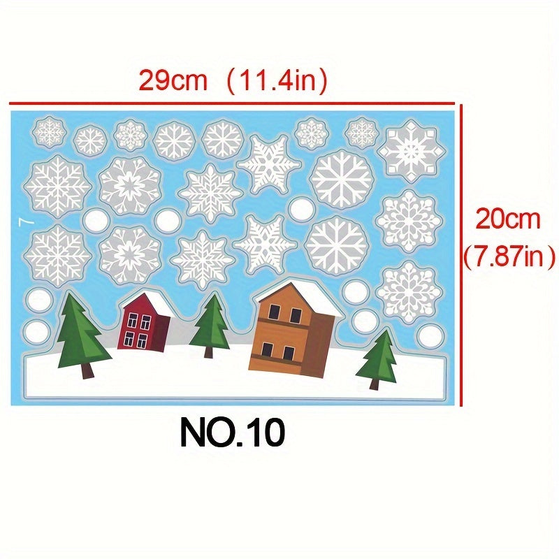Christmas Window Clings Set with Snowflake and Santa Designs for Holiday Decor