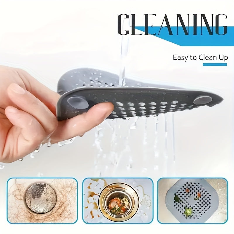 Silicone Drain Hair Catcher for Shower Sink Octagonal Mesh Light Gray