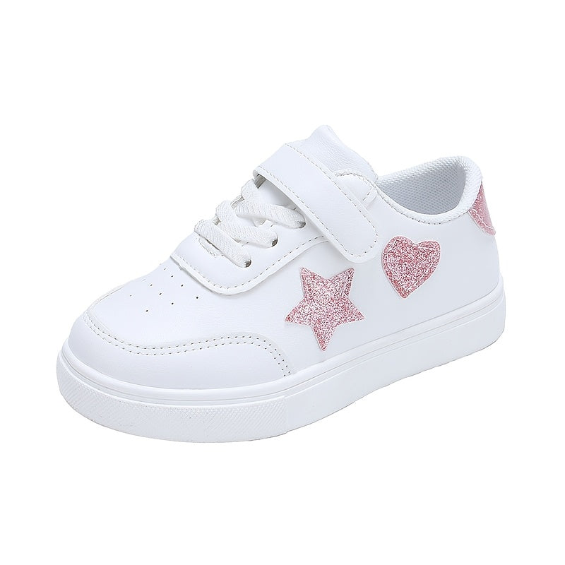 Kids Girls Boys Sneakers with Heart and Star Designs Lightweight Comfortable Year-Round Wear