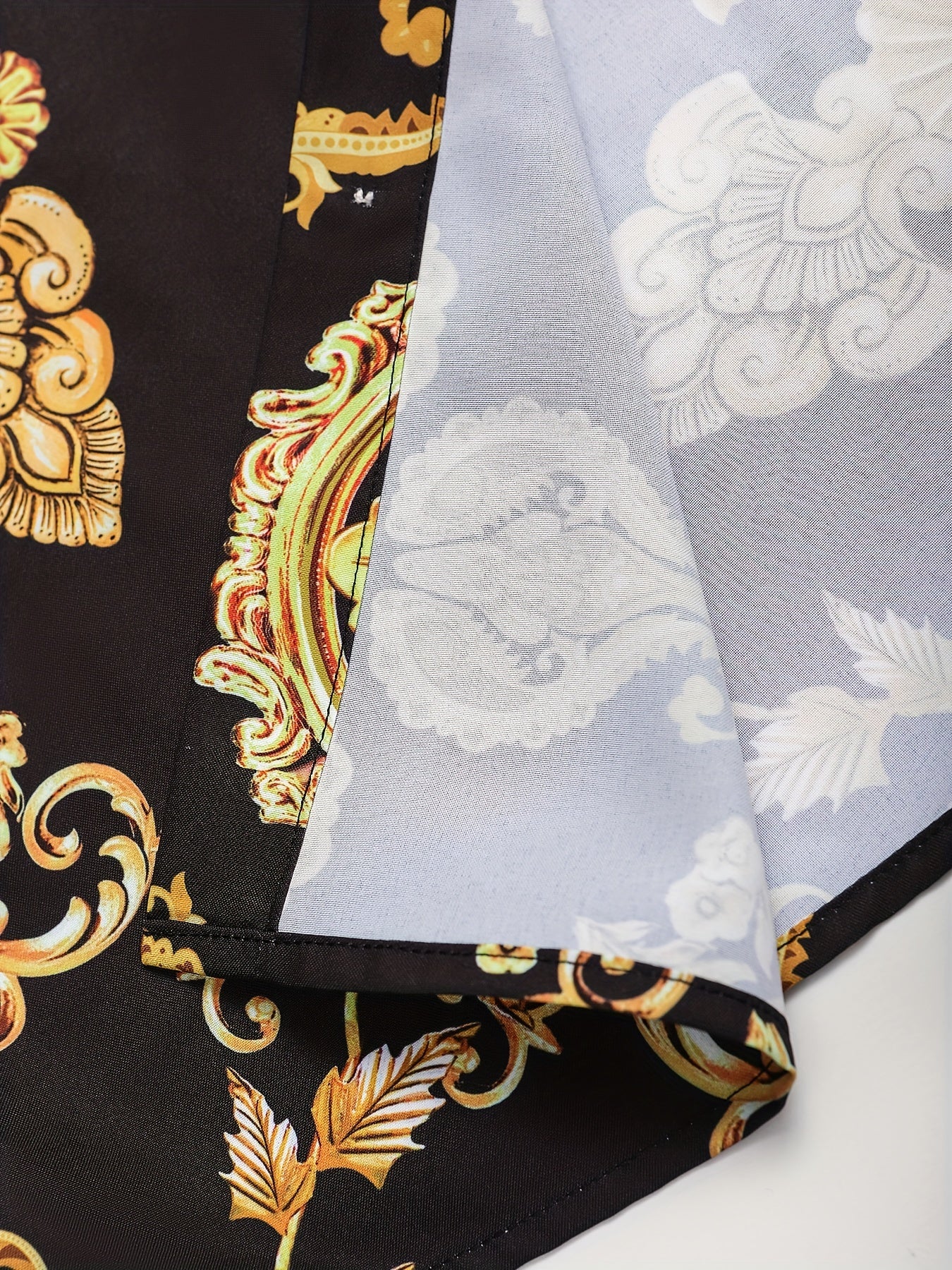 Men's Casual Printed Pajama Set with Long Sleeve Shirt and Elastic Waist Trousers