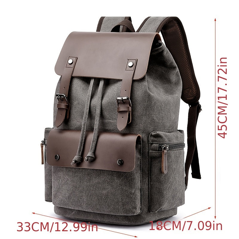 Retro Canvas Backpack for Students Travel and Business with Laptop Compartment