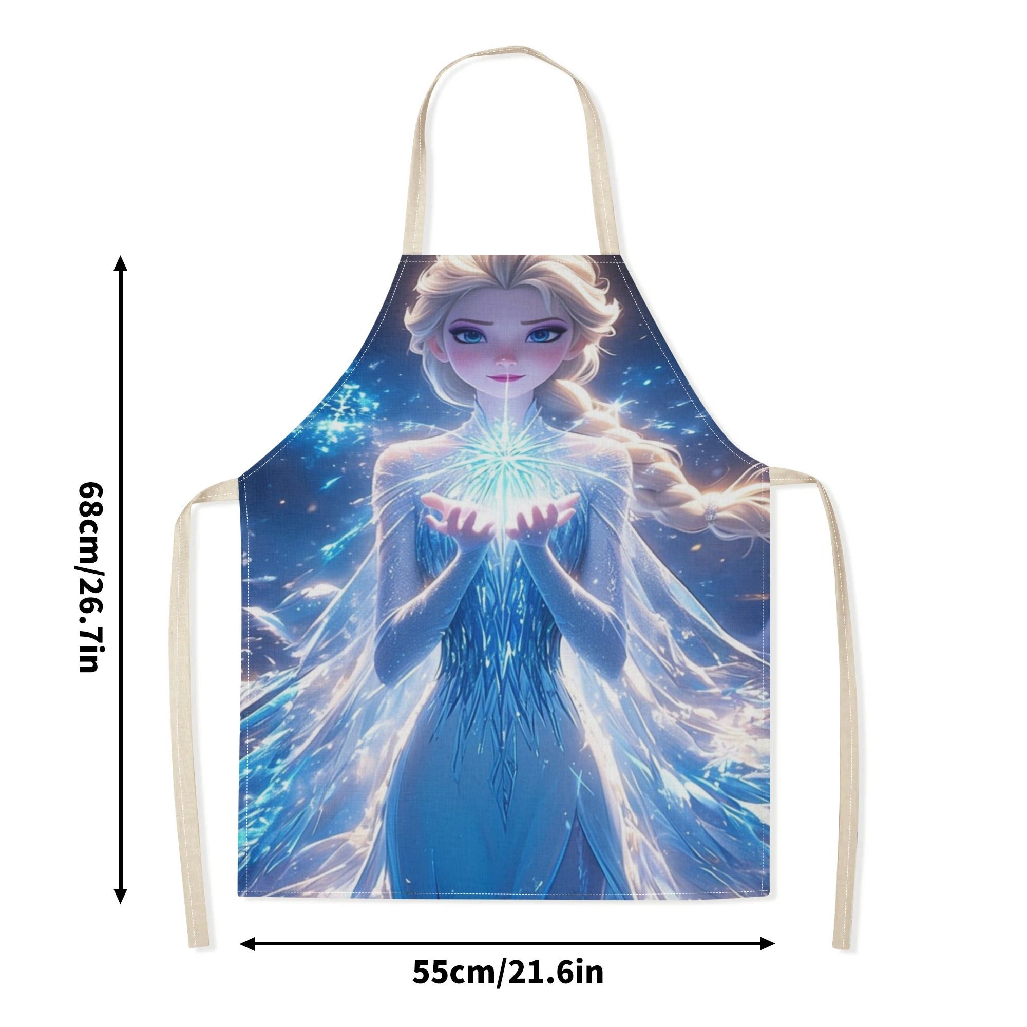 Waterproof Apron with Elsa Cartoon Illustration for Kitchen and Hotel Use