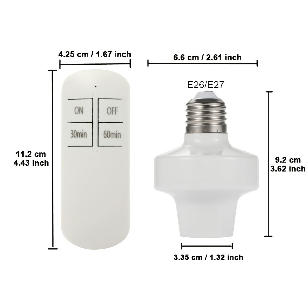 Wireless E26 E27 Lamp Socket with Timer Remote Control No Wiring AC85V-250V
