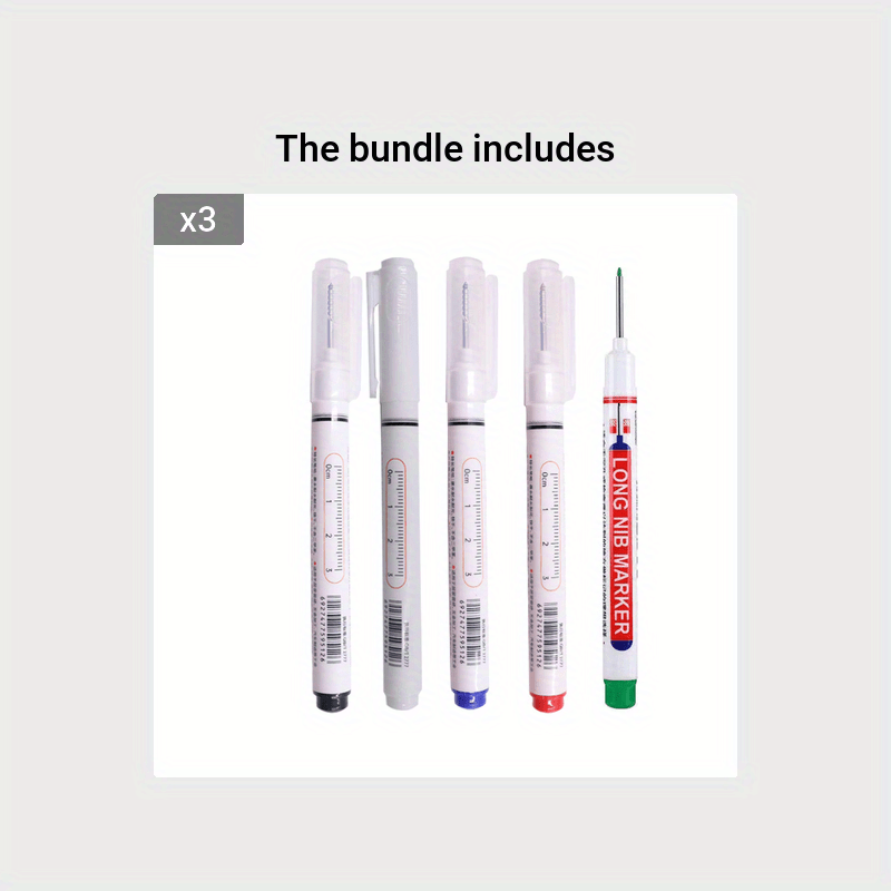 5 dona uzun bosh belgilovchi markerlar - yog'och, metall, plastmassa uchun ko'p rangli mürekkep