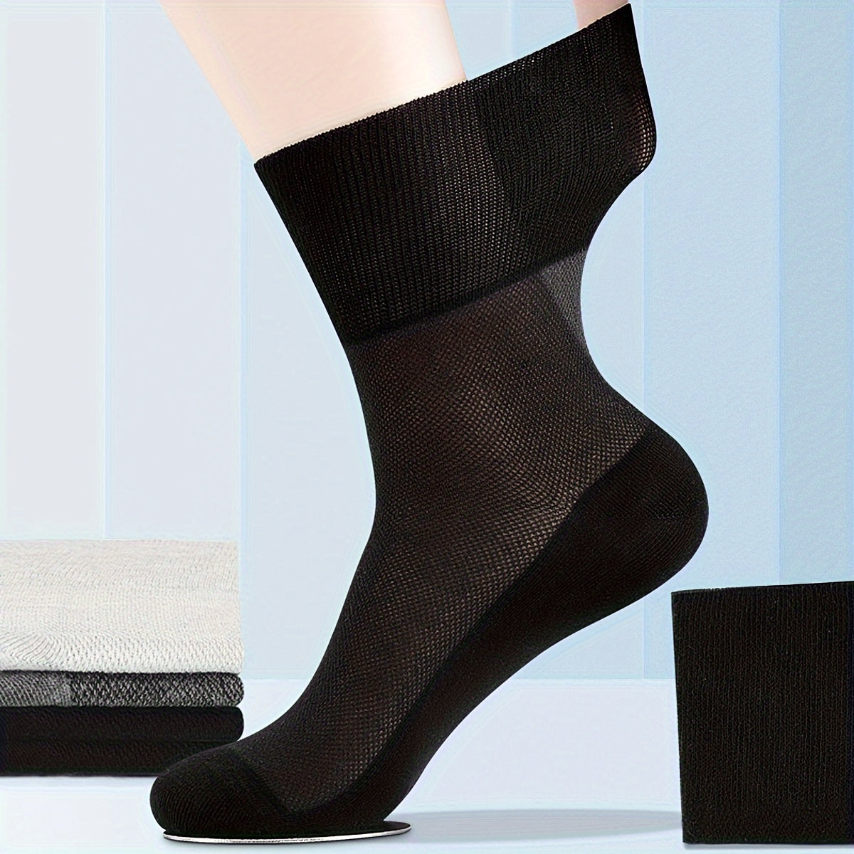 Men's Mesh Crew Socks 3 Pairs Breathable Cotton Blend Summer Casual