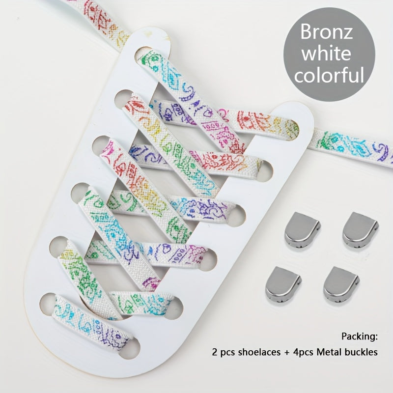 Unisex Elastic Cashew Flower Shoelaces 100cm for Sports and Casual Shoes