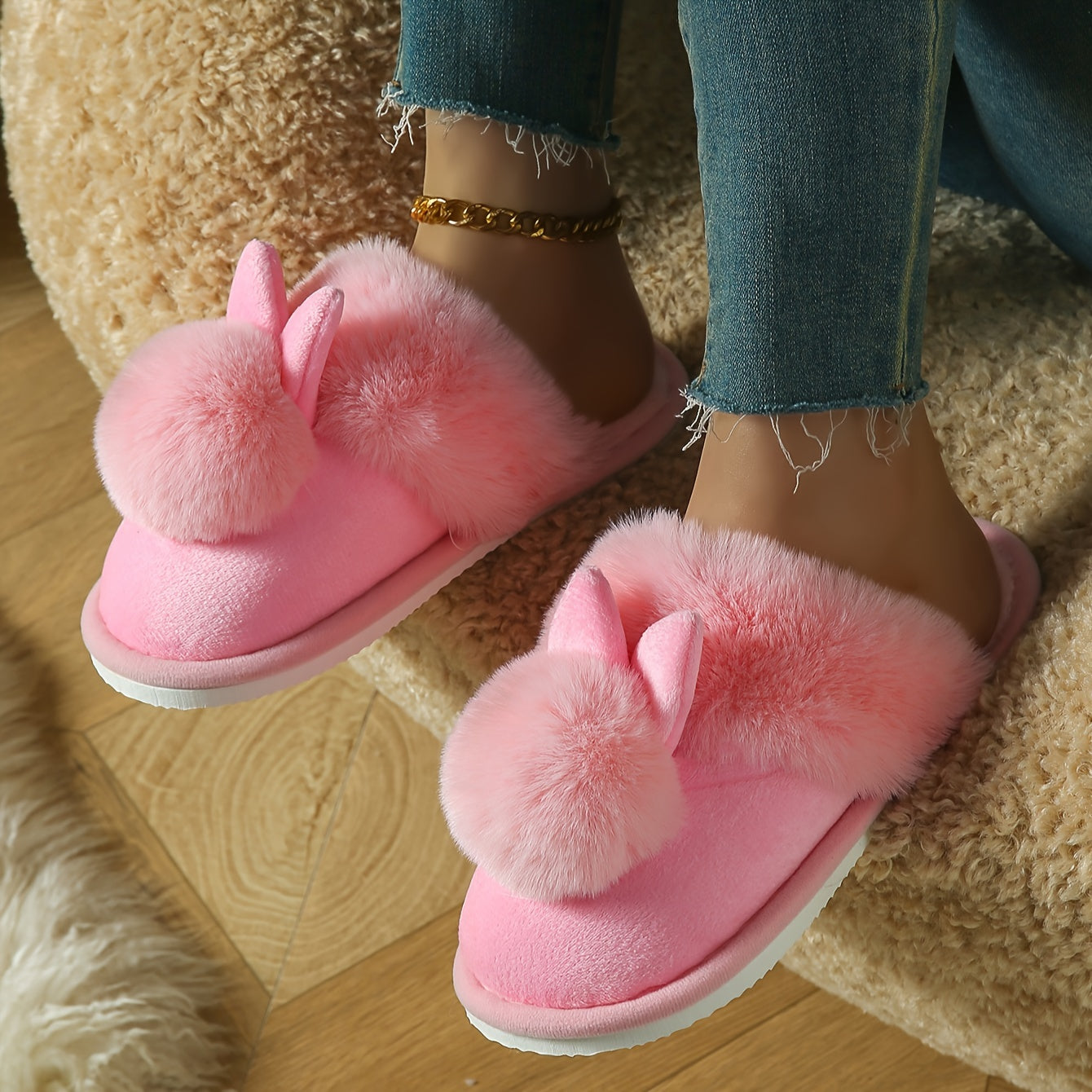 Unisex Plush Slippers Warm Cozy Winter Indoor Outdoor Couple Shoes