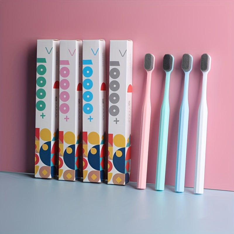 Yapon uslubidagi super yumshoq sochli qutilangan bambuk ko'mir tish cho'tkasi, to'rt rangda mavjud.