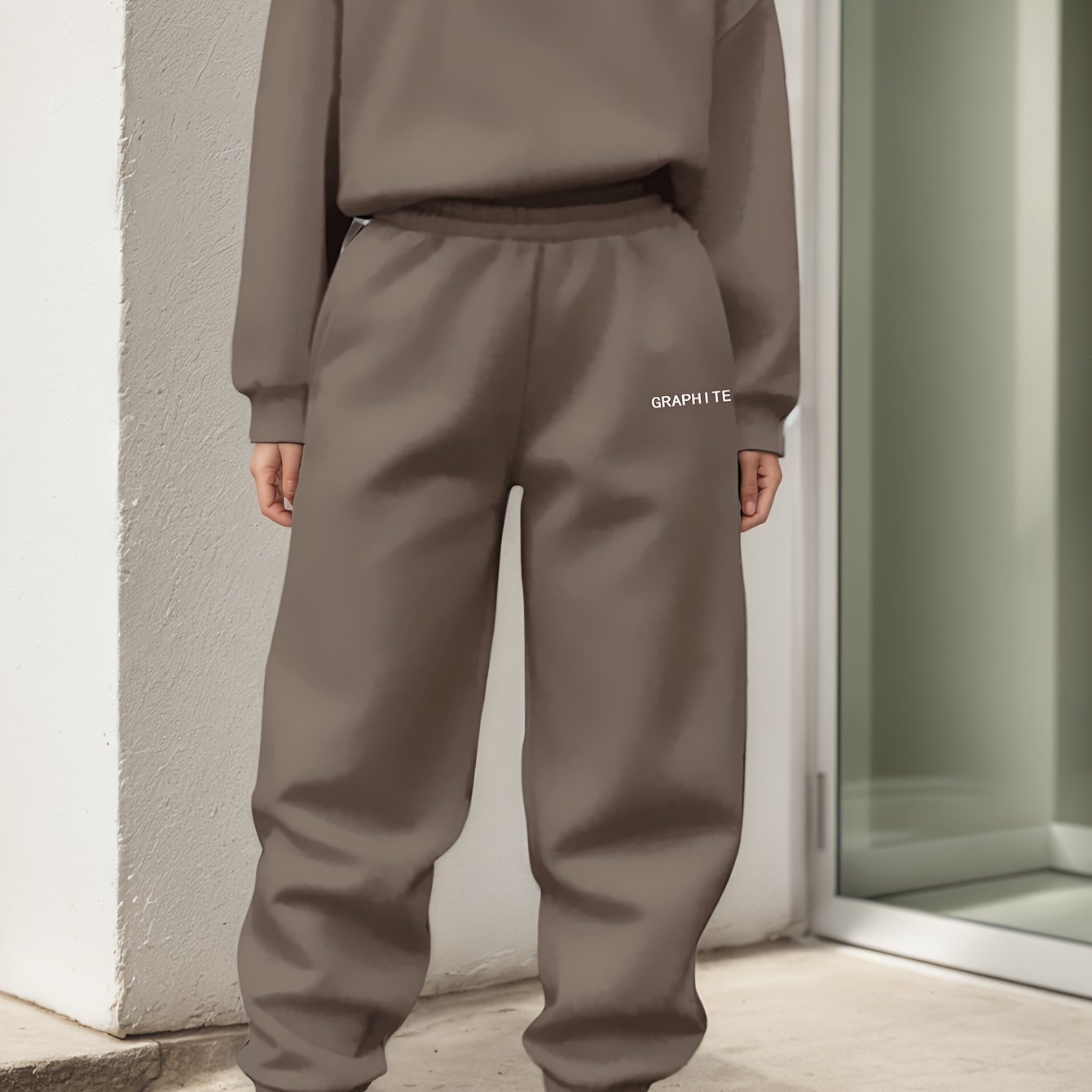 Plus Size Women Sportswear Set Polyester Embroidered Letter Casual Streetwear