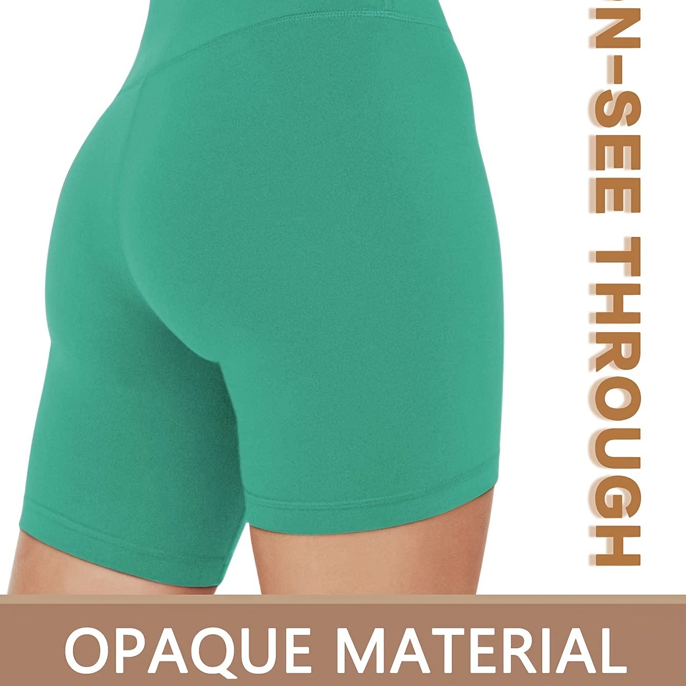 Women's High-Waist Cycling Shorts Plus Size Stretchy Comfortable Green