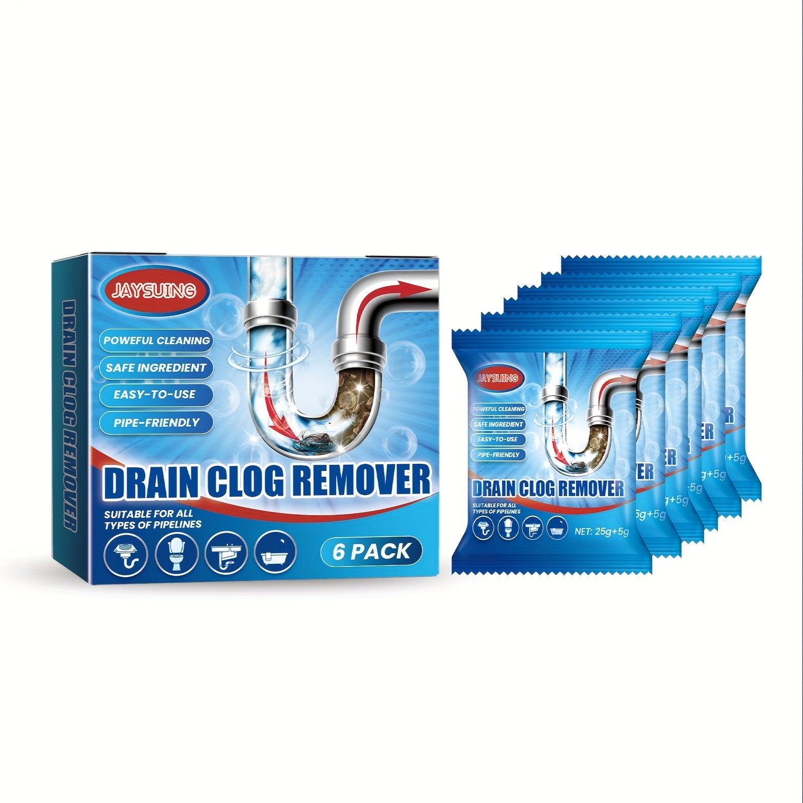 Drain Clog Remover Chemical for All Drains Fast-Acting Pipe Cleaner