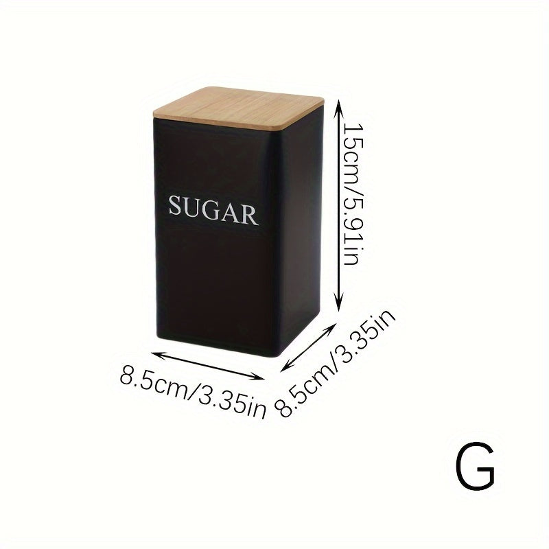 Temir qozonli oshxona bankasi, bambuk qopqog'i bilan, choy, qahva, shakar, yengil ovqatlar uchun