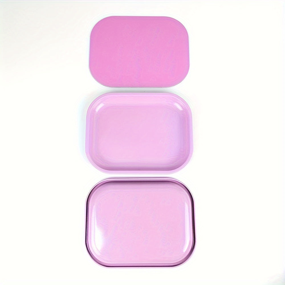 Metal and Plastic Rolling Tray with Magnetic Lid, 17.78x12.7 cm Household Organizer
