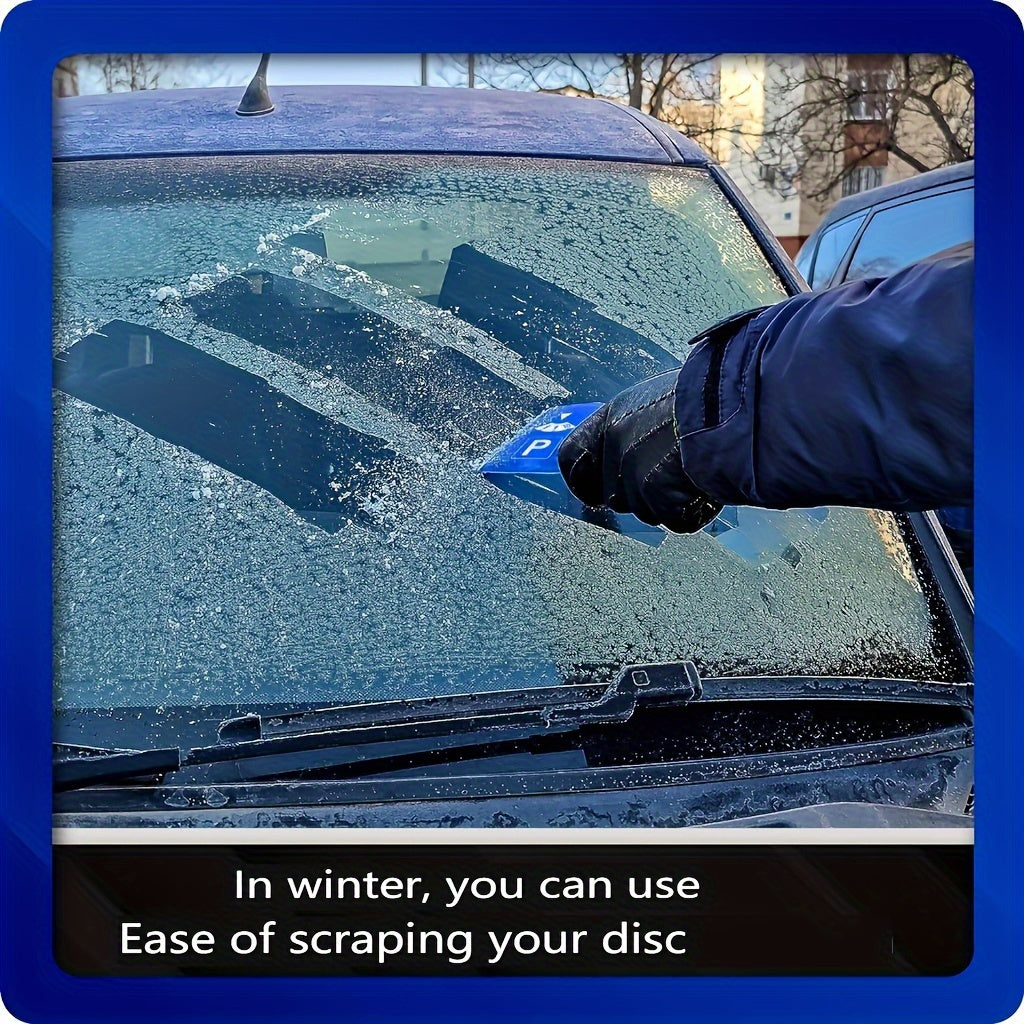 Digital Parking Timer Disc with Ice Scraper, Blue, Battery-Free, 24-Hour