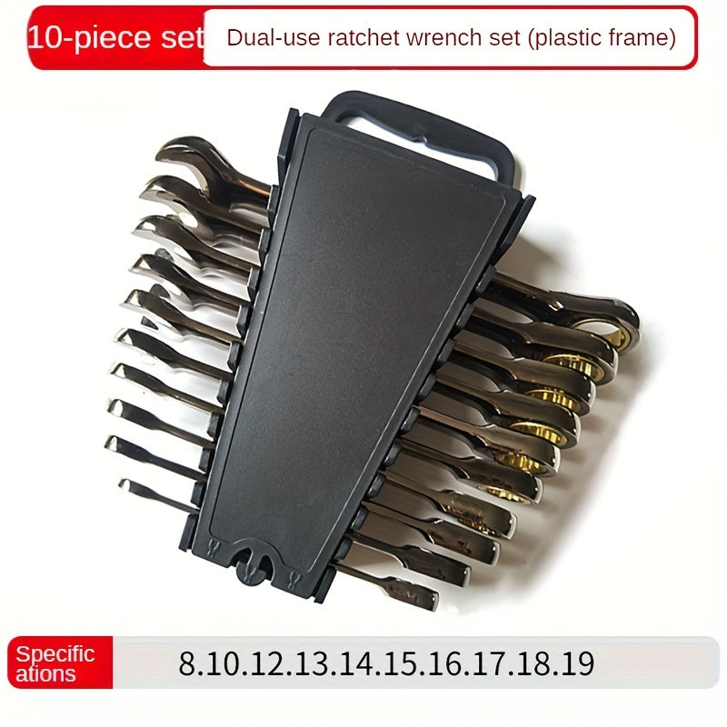 Juego de llaves combinadas de 6/8/10/12 piezas con mecanismo de trinquete, de Cr-V, con acabado en níquel