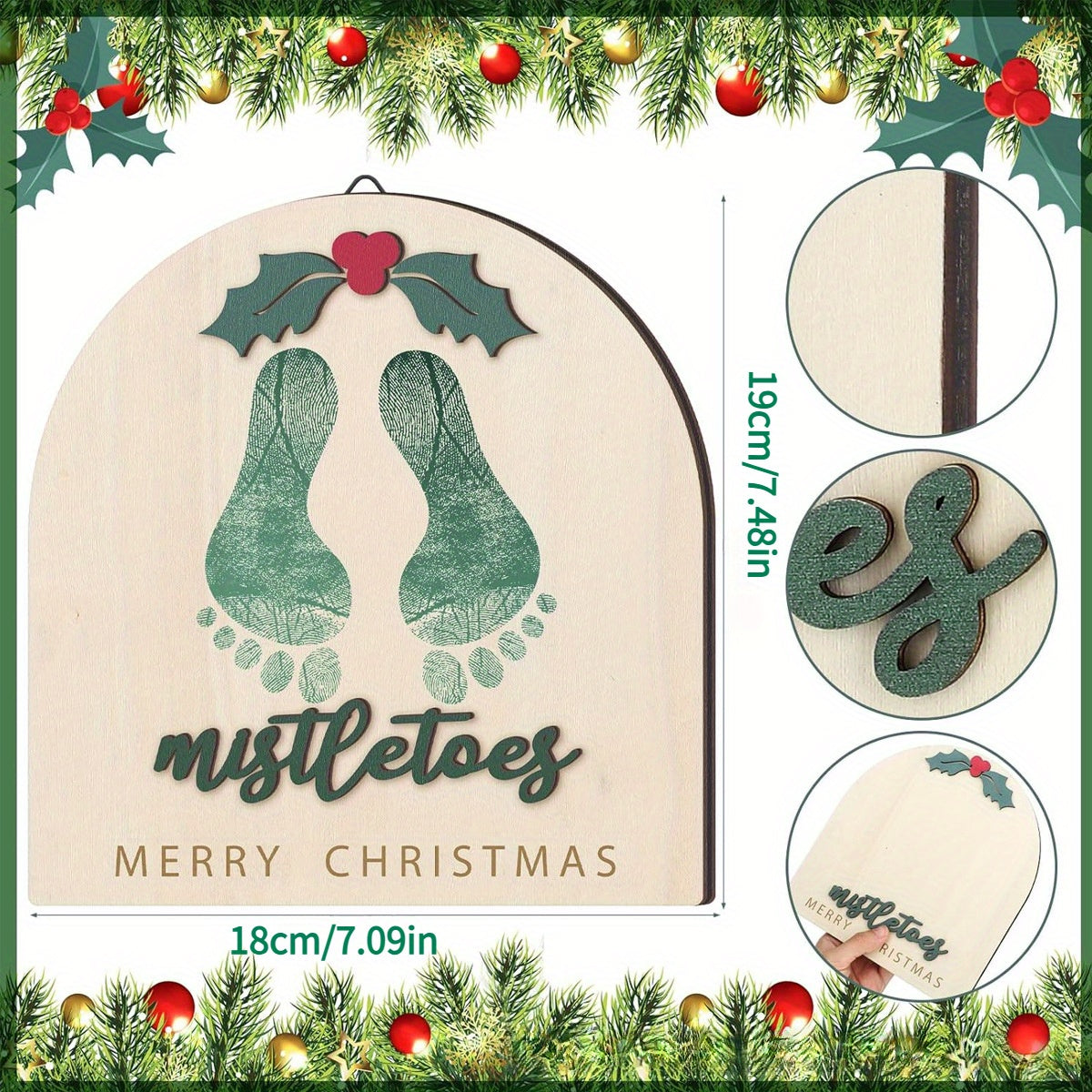 Деревянная табличка "Рустикальные следы Санты" - Традиционная праздничная табличка для Рождества, Ручная работа, Сувенир DIY, Дорогая семейная память и праздничный декор, Отличный подарок на День отца, День матери, Хэллоуин или Рождество