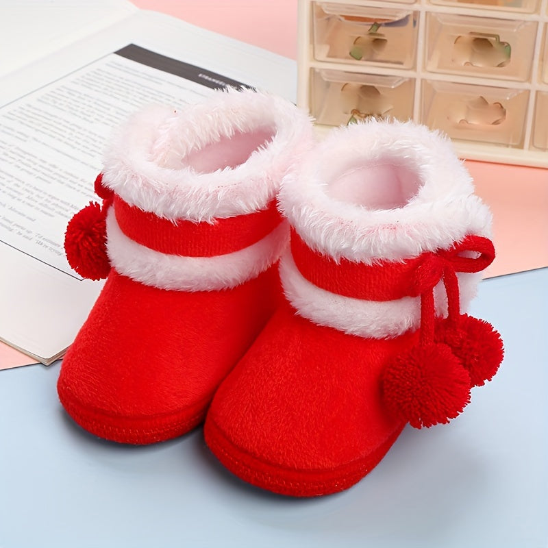 Baby Shoes for 0-12 Months Soft Bottom Warm Velvet Winter Socks Ankle High Toddler Learning Shoes