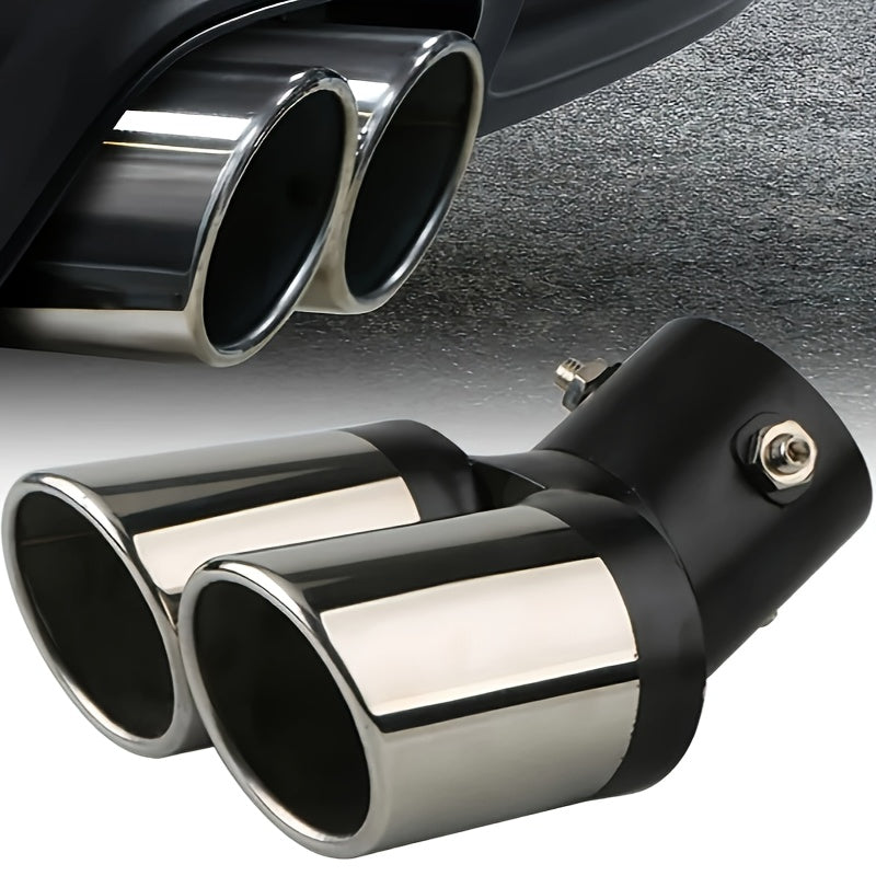Cabezal de escape de doble salida de aire universal en cromo acero inoxidable para tubo de escape automotriz