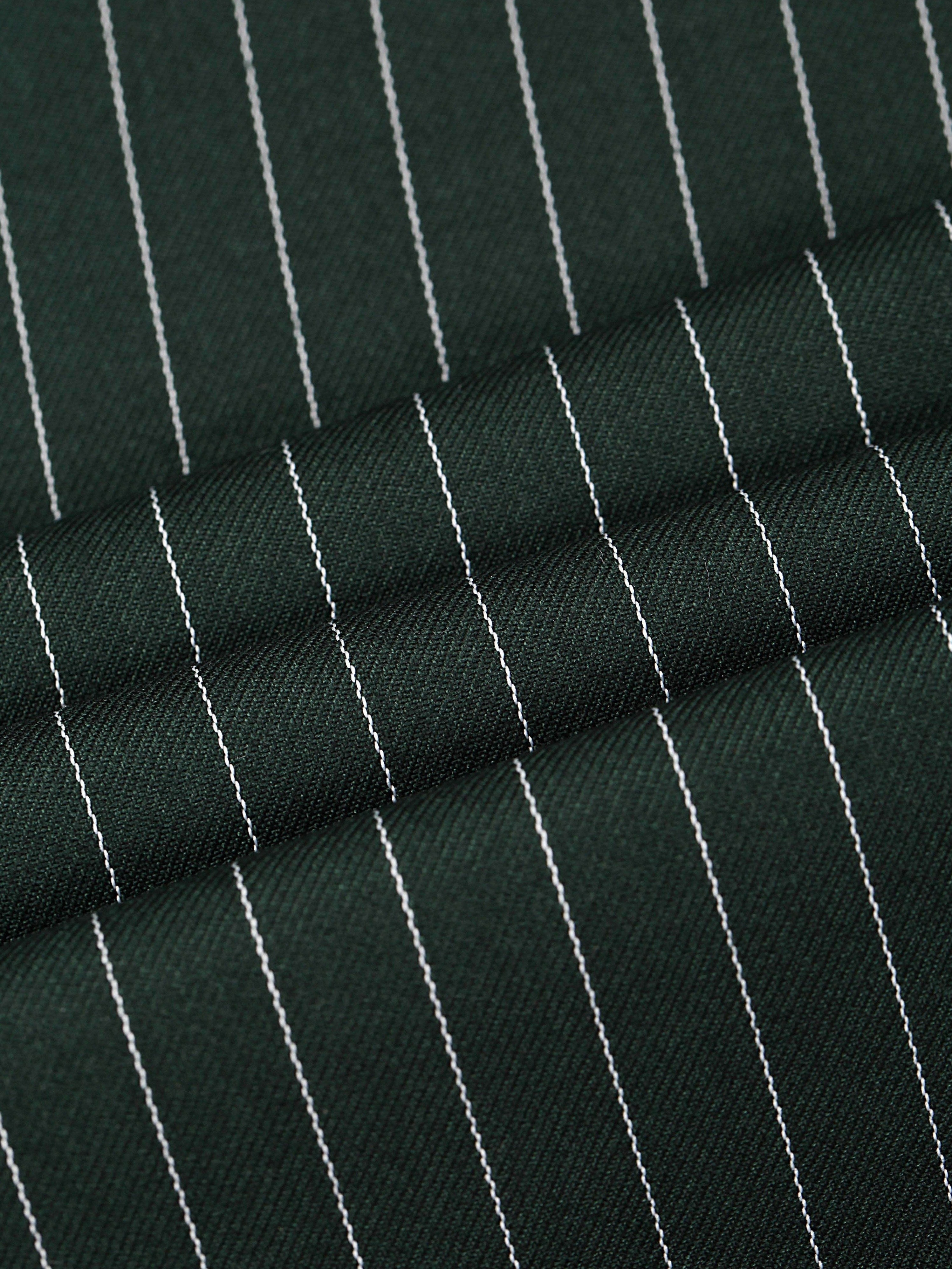 Plus Size Striped Double-Breasted Blazer and Pants Set in Gunmetal Gray for Business and Formal Wear